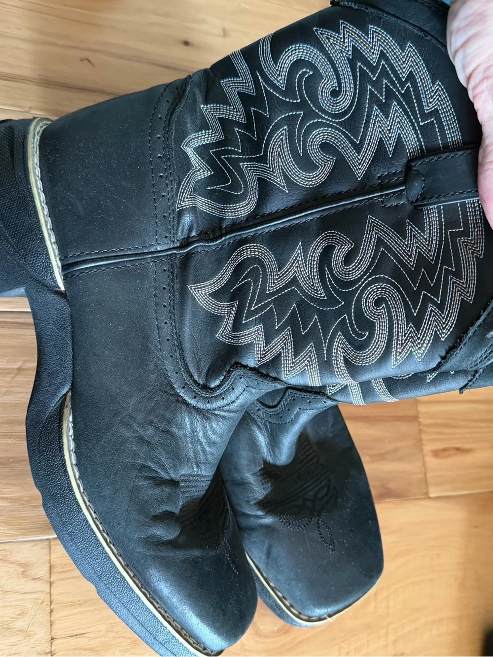 Kids 6.5 Black Western Stitch-Detail Boots Durango